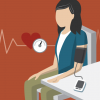 Cartoon of person checking blood pressure